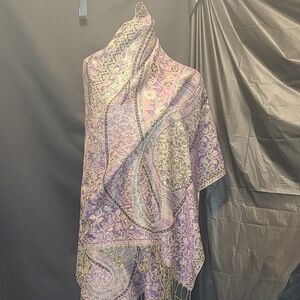 Elegant Purple and Gold Paisley Shawl